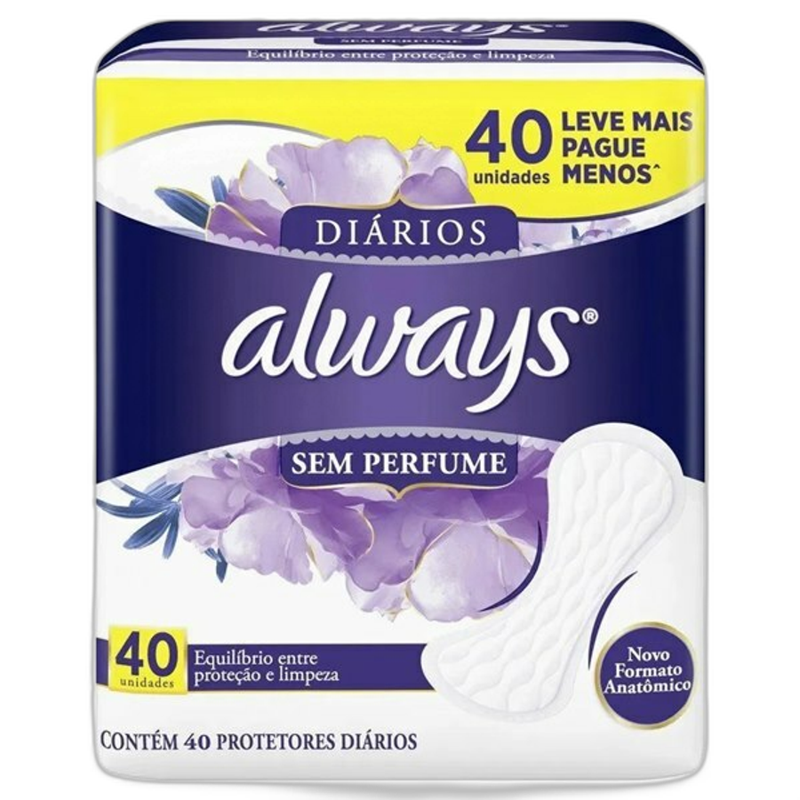 Protetor Diário Always Sem Perfume 40 Unidades