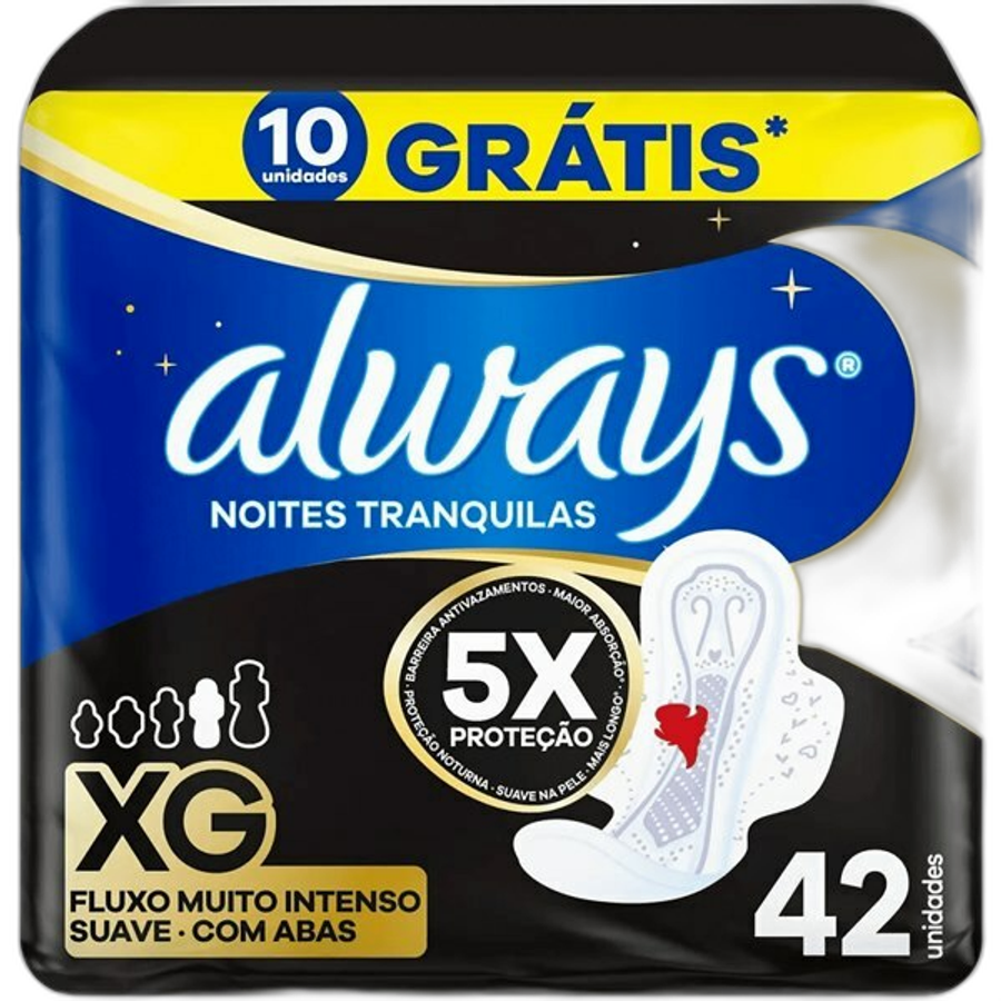 Absorvente Always Noite Ultra Suave com Abas 42 Unidades