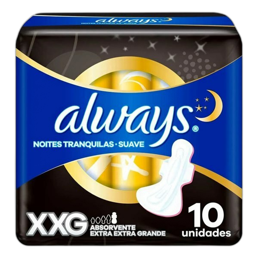 Absorvente Always Noites Tranquilas Seca Hiper Longo com Abas Xxg 10 Unidades