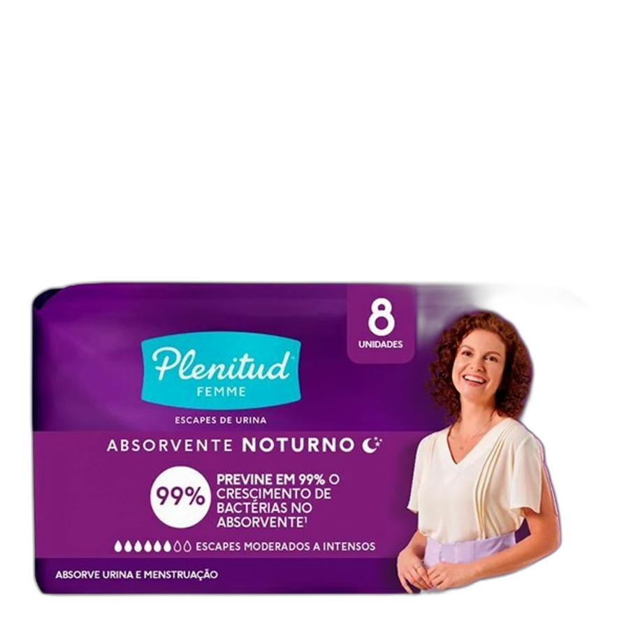 Absorvente Noturno Maxi Plenitud Femme para Escapes de Urina 8 Unidades