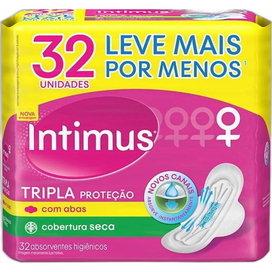 Absorvente Intimus Toda Protegida Dia Seca com Abas 32 Unidades