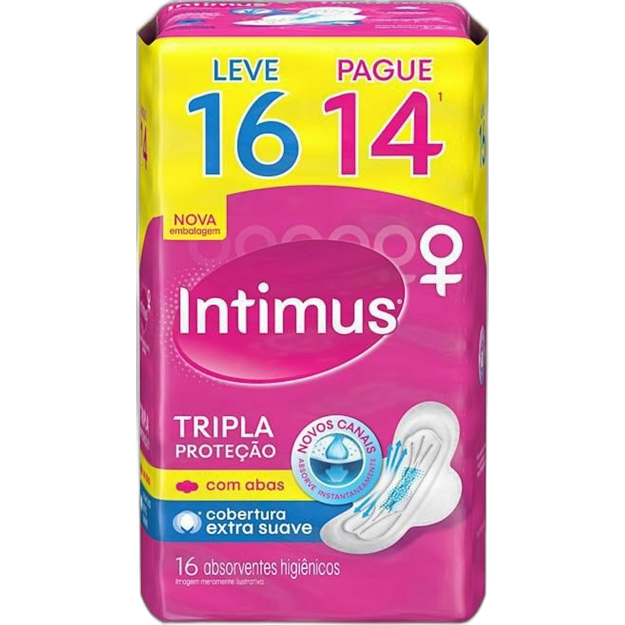 Absorvente Intimus Toda Protegida Dia Suave com Abas 16 Unidades