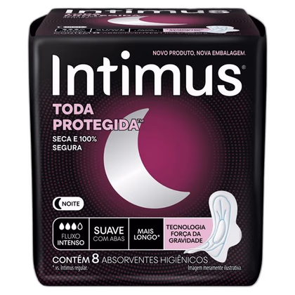 Absorvente Intimus Toda Protegida Noturno Suave com Abas 8 Unidades