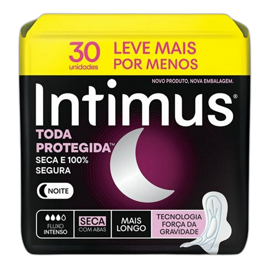 Absorvente Intimus Toda Protegida Noturno Seca com Abas 30 Unidades