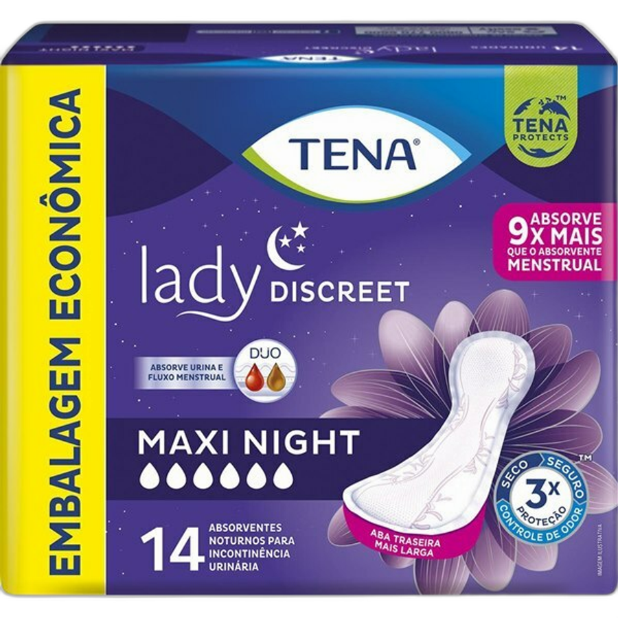 Absorvente para Incontinência Urinária Tena Lady Discreet Maxi Night 14 Unidades