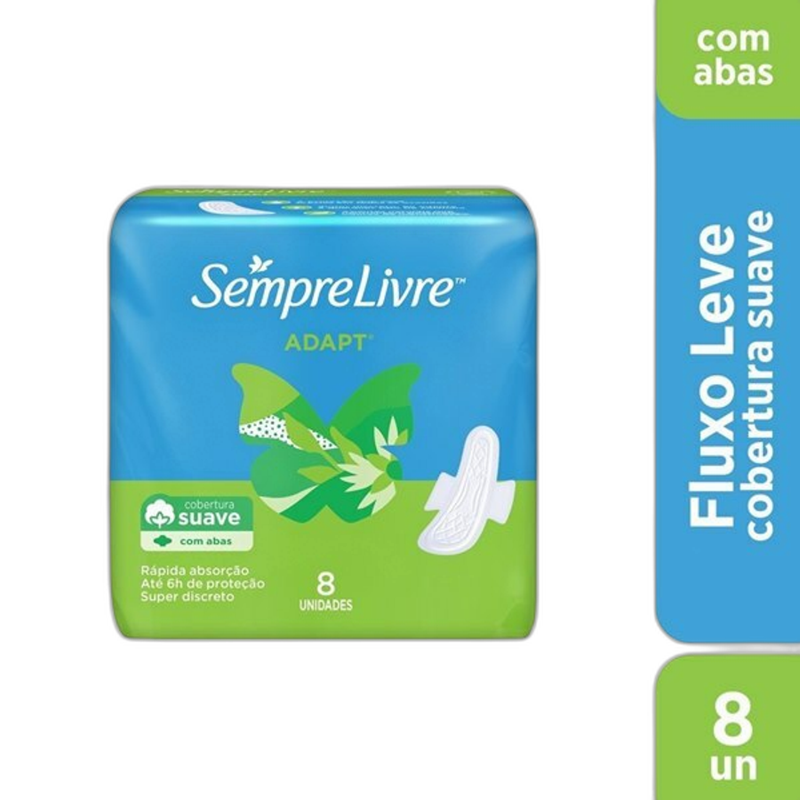 Absorvente Externo Sempre Livre Adapt Cobertura Suave com Abas 8 Unidades