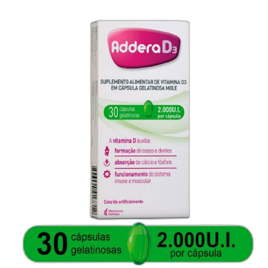 Vitamina D Addera D3 2.000ui 30 Cápsulas