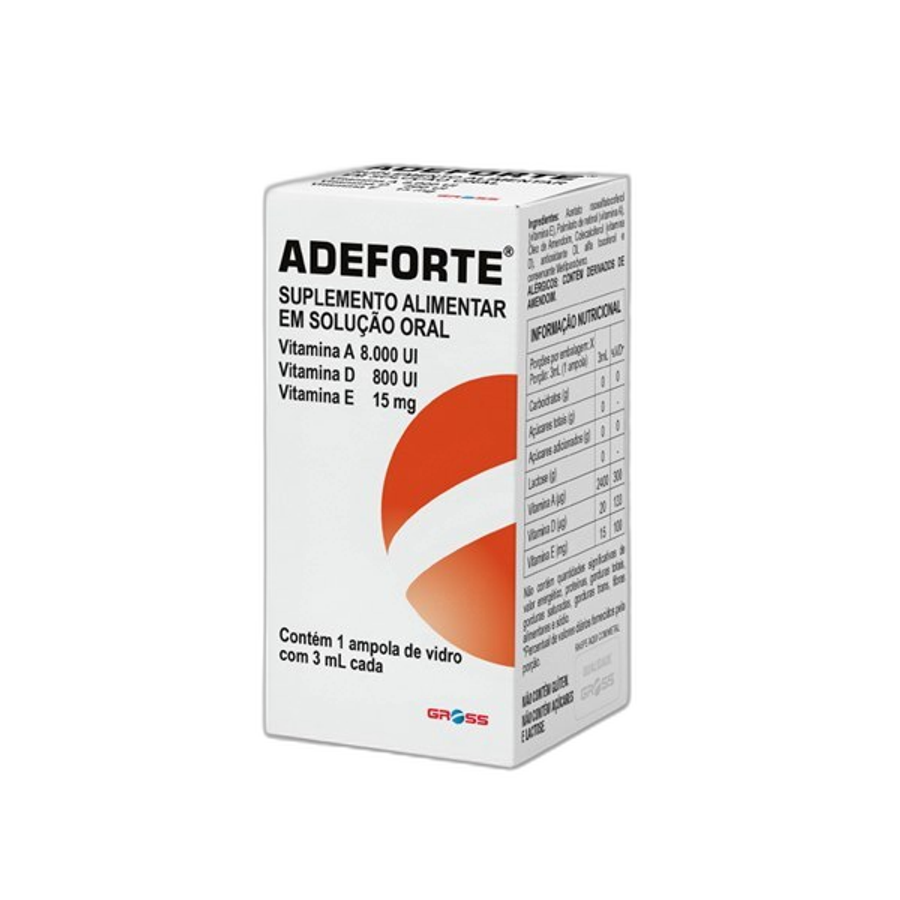 Suplemento Vitamínico Adeforte Gross 1 Ampola 3ml Solução Oral