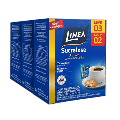 Adoçante Linea Sucralose Pó 8g 50 Envelopes 3 Caixas