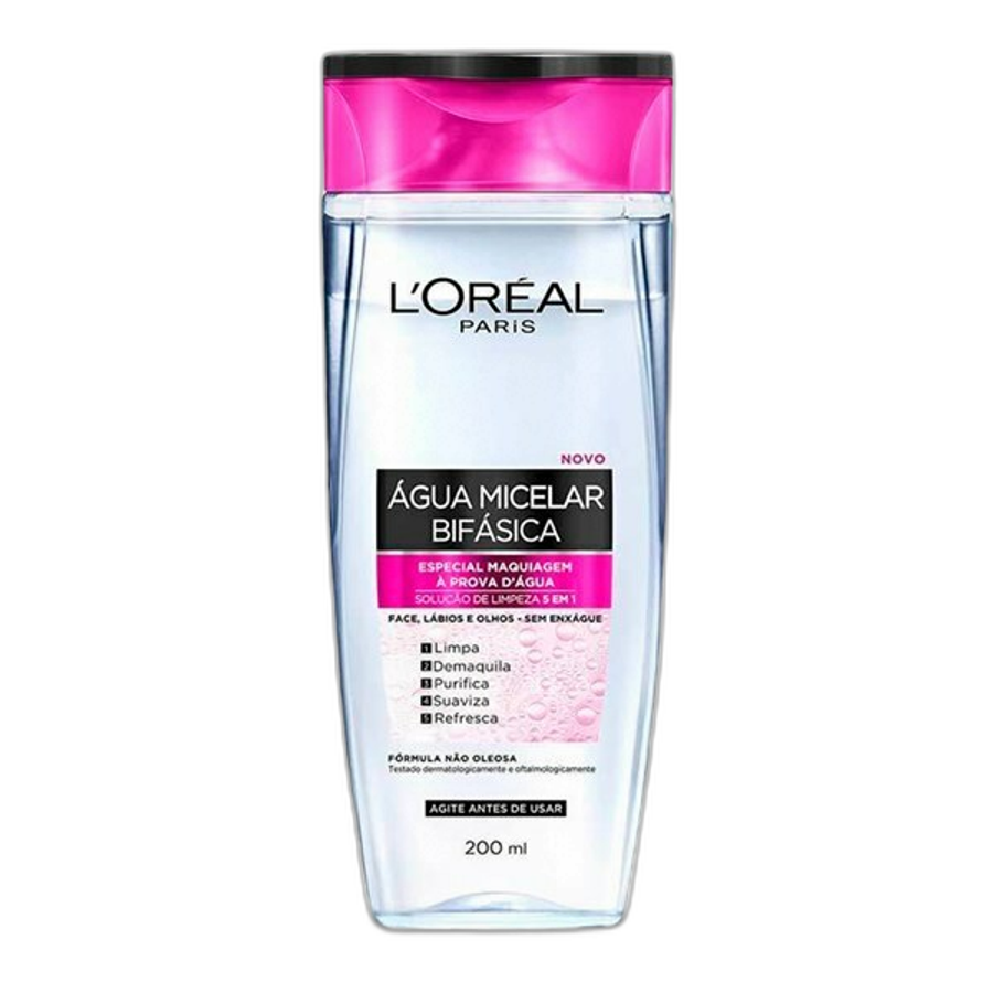 Água Micelar Bifásica L'oréal Paris Solução de Limpeza 5 em 1 200ml