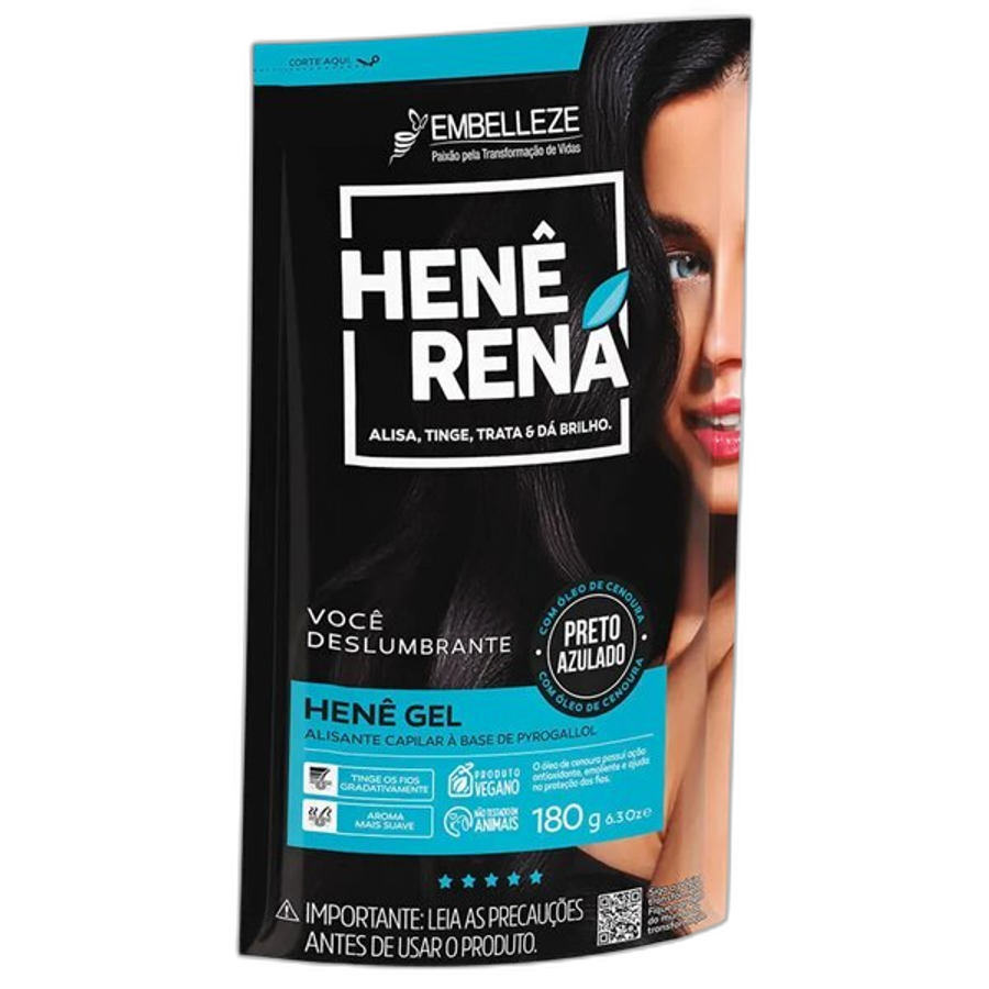 Tintura Henna Rená Henê Preto Azulado Embelleze 180g