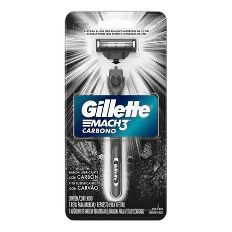 Aparelho de Barbear Gillette Mach3 Carbono Recarregável 1 Unidade
