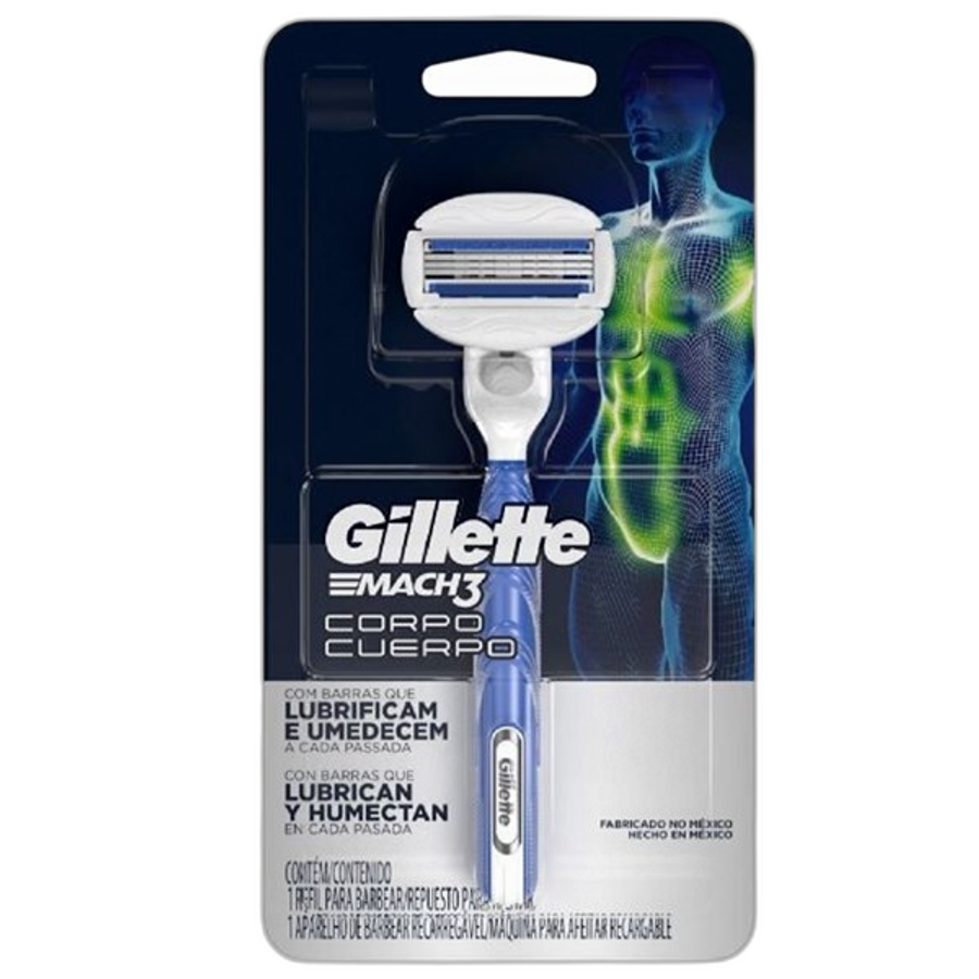 Aparelho de Depilação Corporal Gillette Mach3 Corpo com Barras Umectantes 1 Unidade