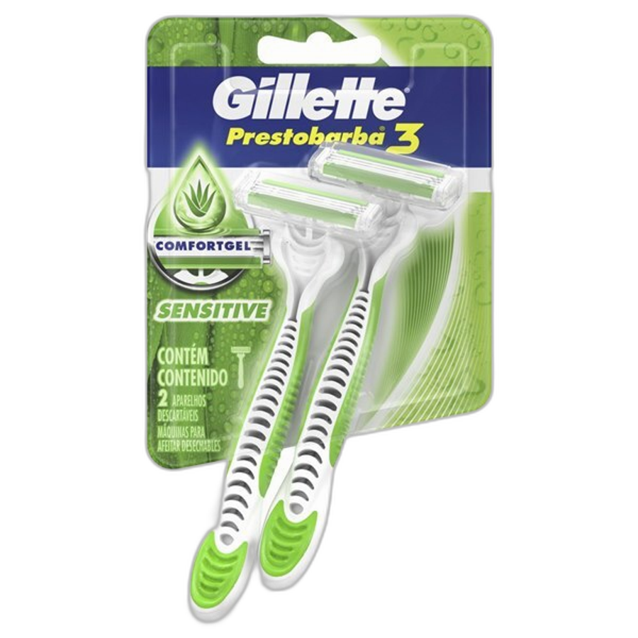 Aparelho de Barbear Gillette Prestobarba3 Sensitive 2 Unidades