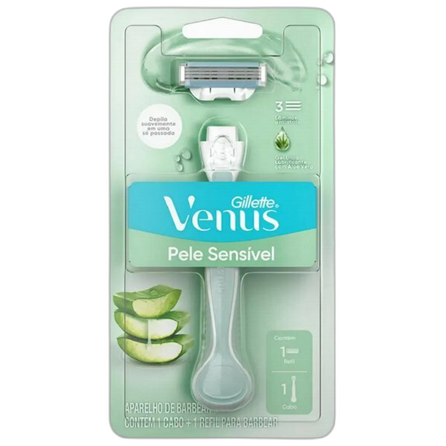 Aparelho Recarregável e Carga para Depilar Gillette Venus Pele Sensível 1 Unidade