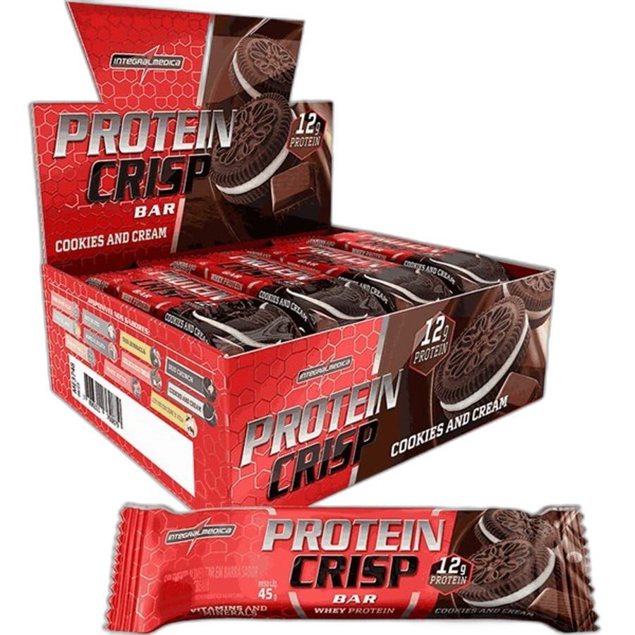 Barra de Proteína Protein Crisp Bar Integralmedica Sabor Cookies And Cream 45g
