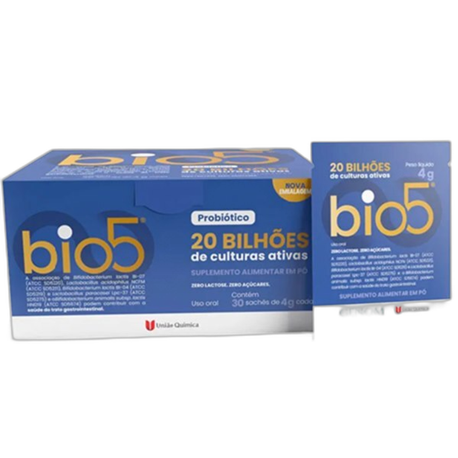 Probiótico Bio 5 20 Bilhões União Química 30 Sachês de 4g Cada