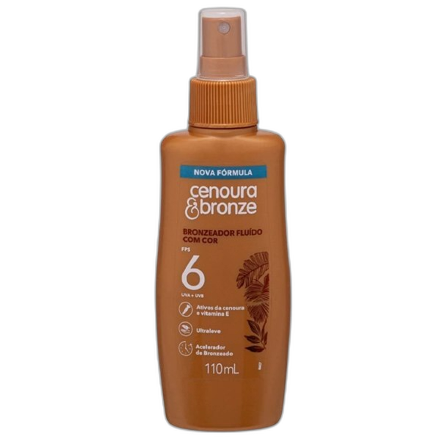 Bronzeador Fluido com Cor FPS6 Cenoura & Bronze Frasco 110ml Spray