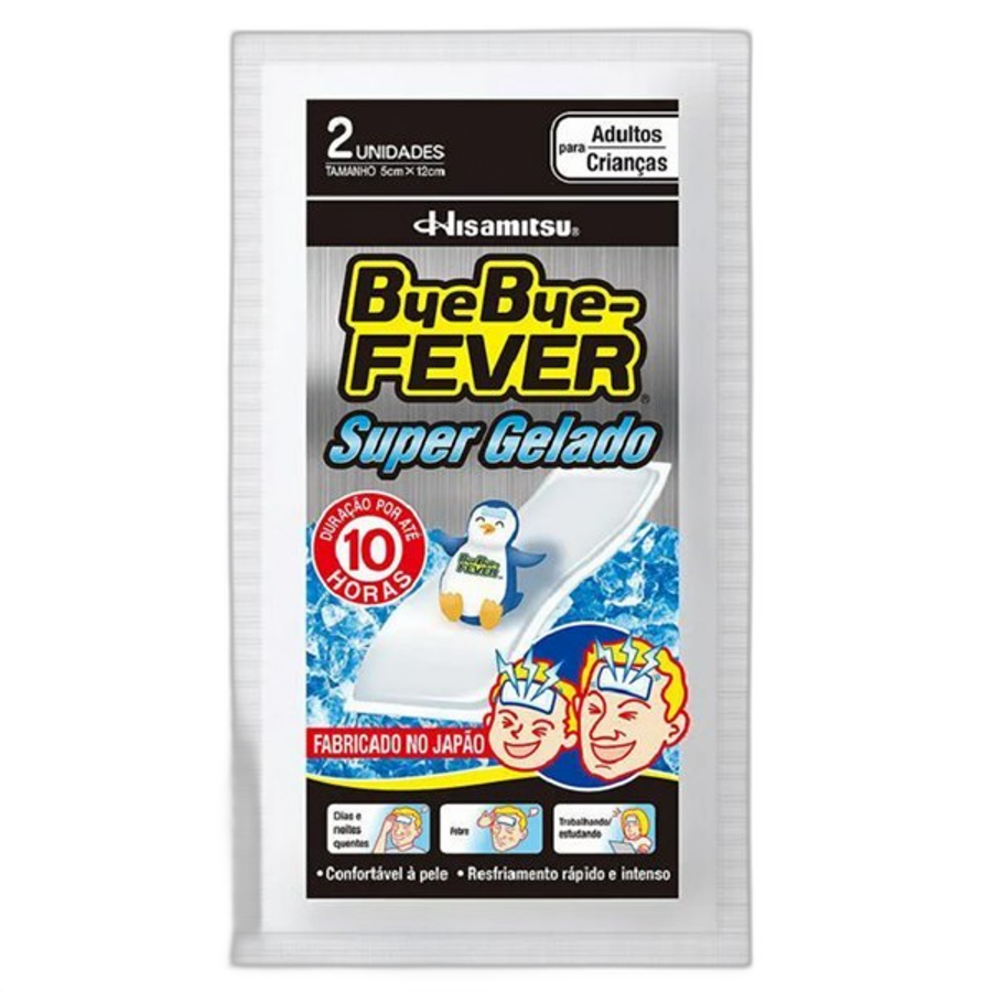 Adesivo para Alívio da Febre Hisamitsu Bye Bye Fever Super Gelado 2 Unidades de 5cm X 12cm
