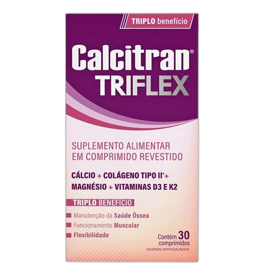Calcitran Triflex 1000ui Cálcio, Colágeno Tipo 2, Magnésio, Vit. D e K 30 Comprimidos