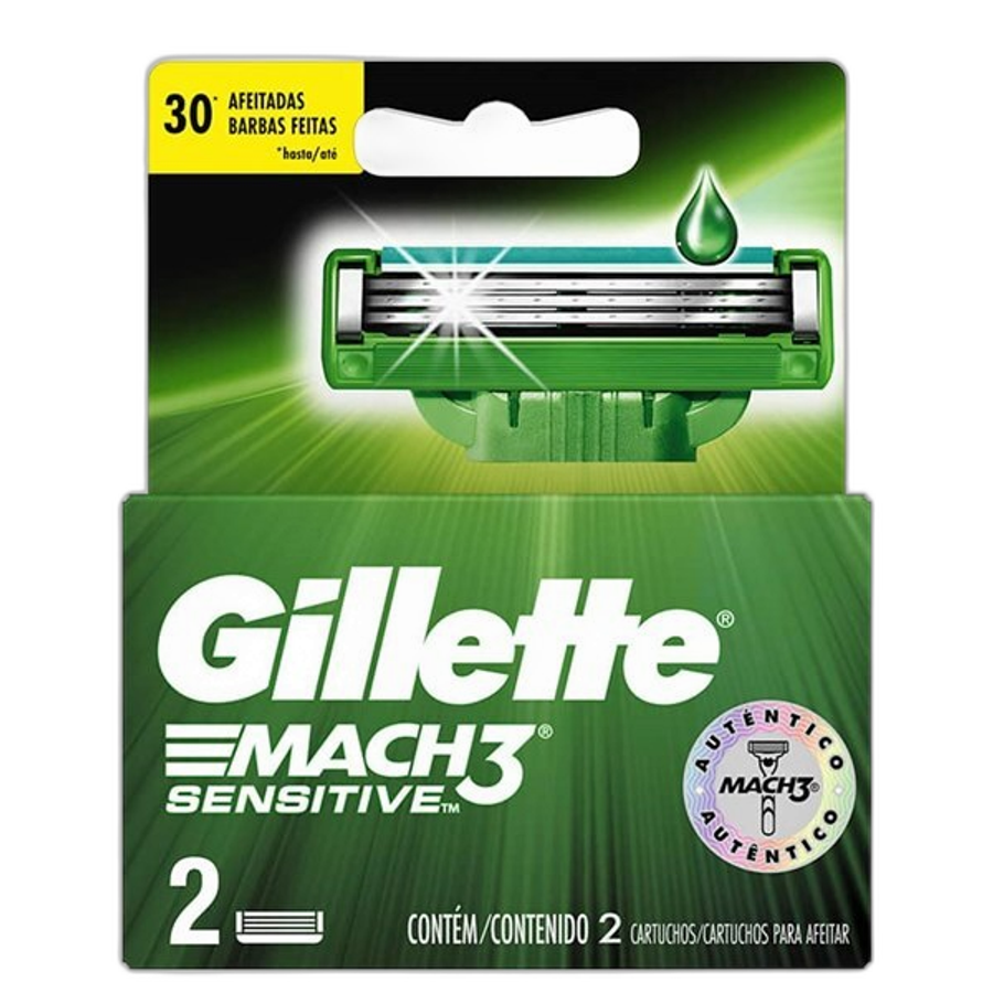 Carga para Aparelho de Barbear Gillette Mach3 Sensitive 2 Unidades