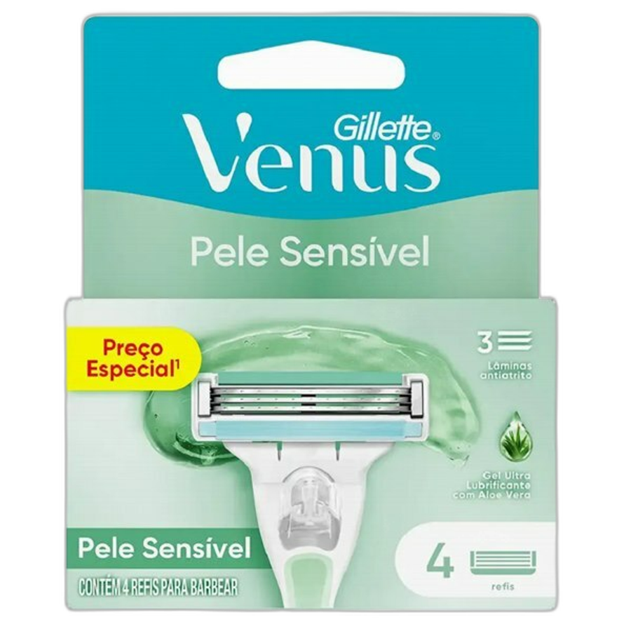 Carga de Aparelho para Depilar Gillette Venus Pele Sensível 4 Unidades