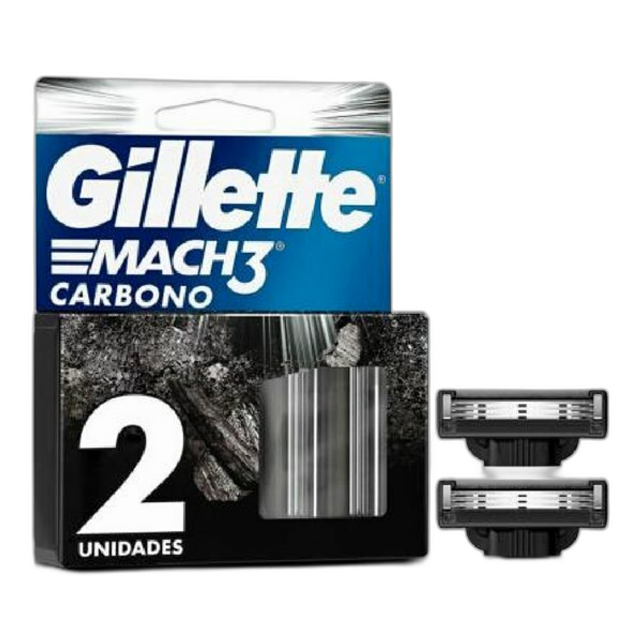 Carga para Aparelho de Barbear Gillette Mach3 Carbono 2 Unidades