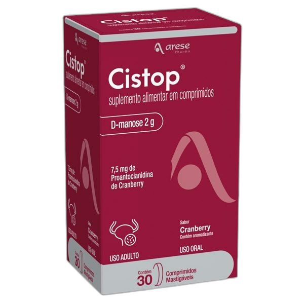 Suplemento Alimentar Cistop D-Manose 2g Arese 30 Comprimidos Mastigáveis
