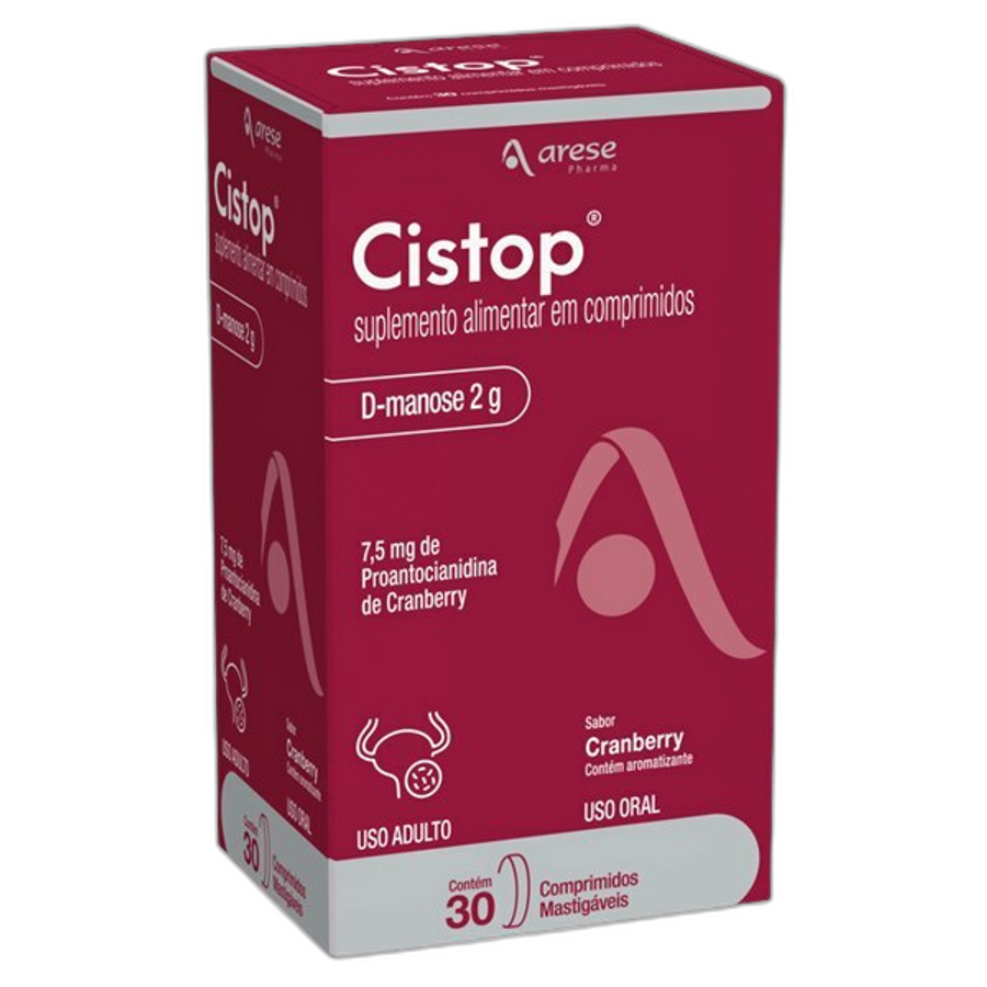 Suplemento Alimentar Cistop D-Manose 2g Arese 30 Comprimidos Mastigáveis