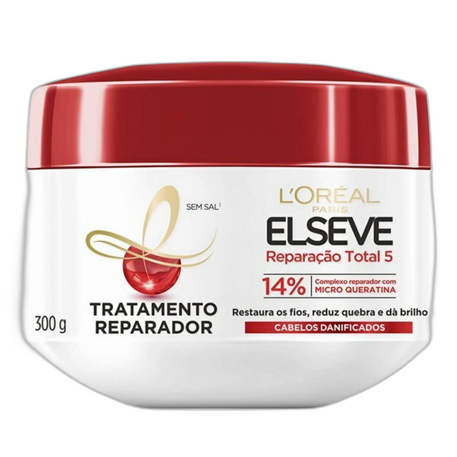 Creme de Tratamento Elseve Reparação Total 5+ para Cabelos Danificados 300g