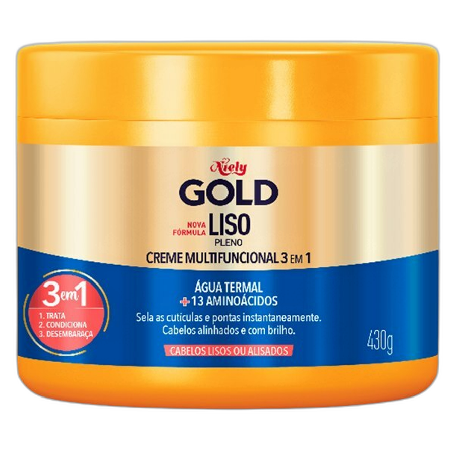 Niely Máscara de Hidratação Gold Liso Pleno 430g