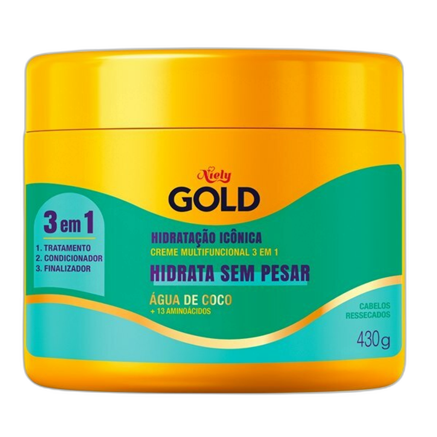 Creme de Tratamento Niely Gold Hidratação Água de Coco + Extrato de Babosa 430g