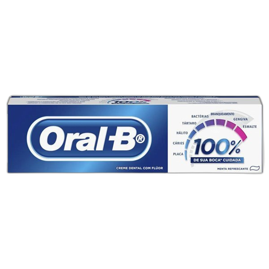 Pasta de Dente Oral-B 100% de Sua Boca Cuidada Menta Refrescante 70g
