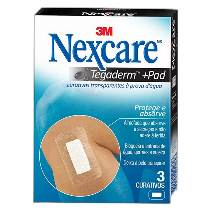 Curativos Transparentes À Prova D'água Nexcare Tegaderm com Pad 3 Unidades