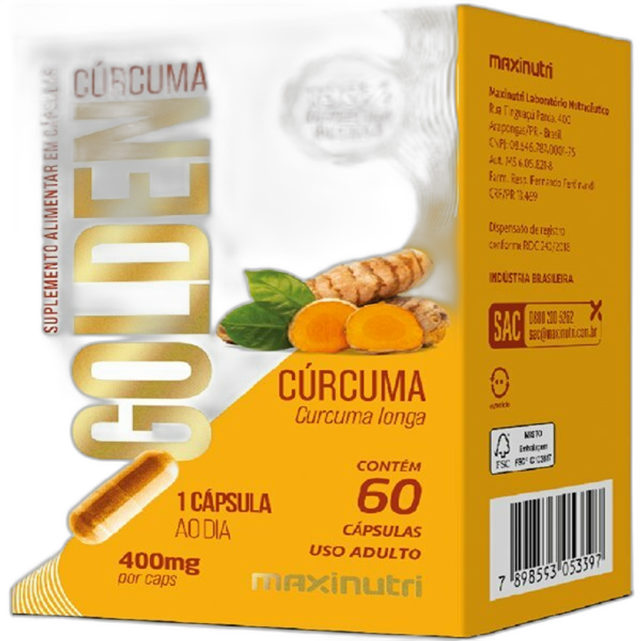 Suplemento Alimentar Maxinutri Cúrcuma Golden 60 Cápsulas