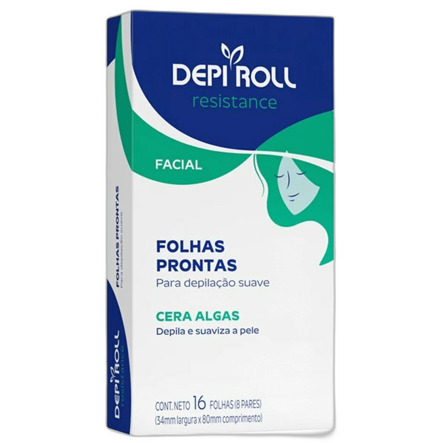 Lenços para Depilação Facial Depi Roll Algas 16 Unidades