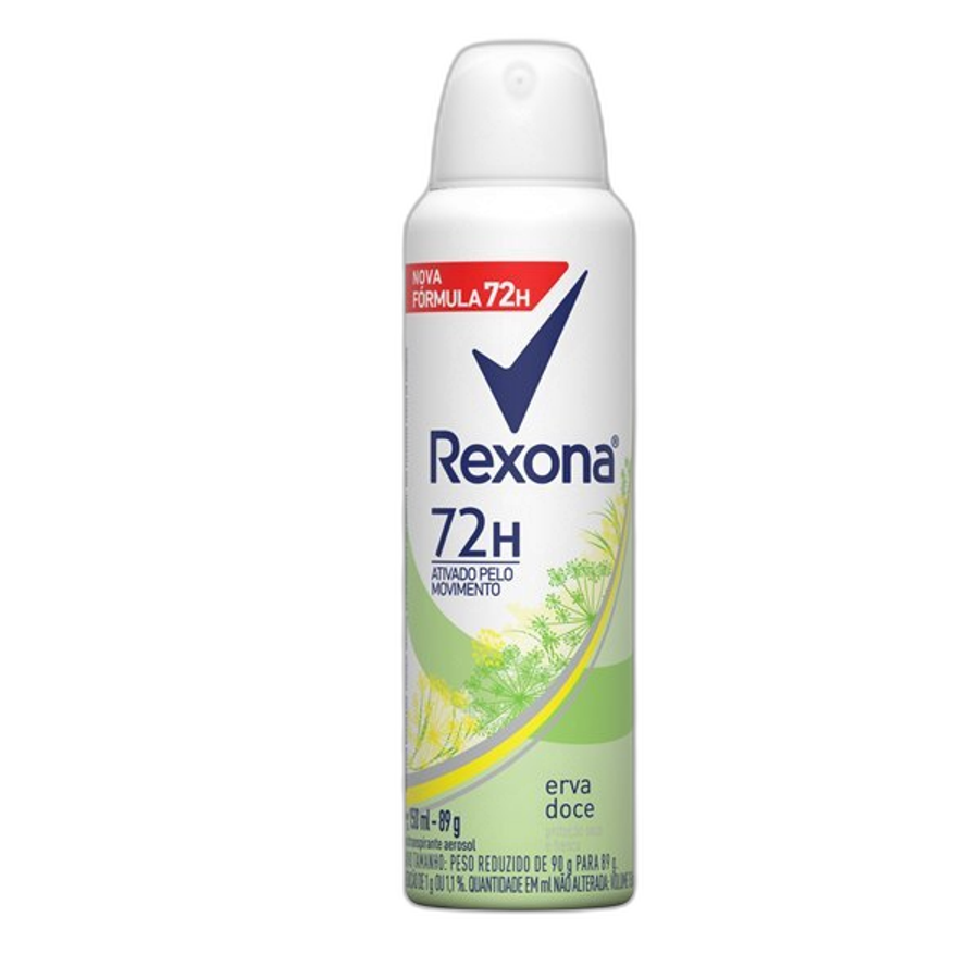 Desodorante Antitranspirante Aerossol Feminino Rexona Erva Doce 72 Horas 150ml