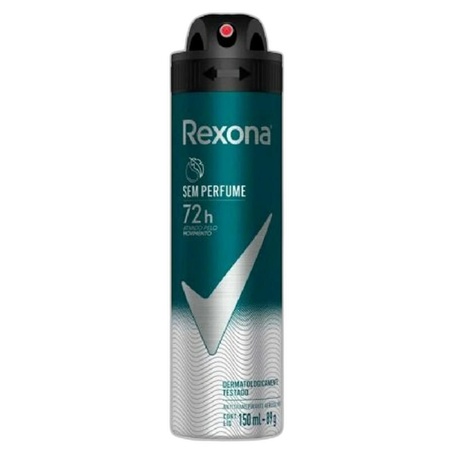Desodorante Antitranspirante Aerossol Masculino Rexona Sem Perfume 72 Horas 150ml