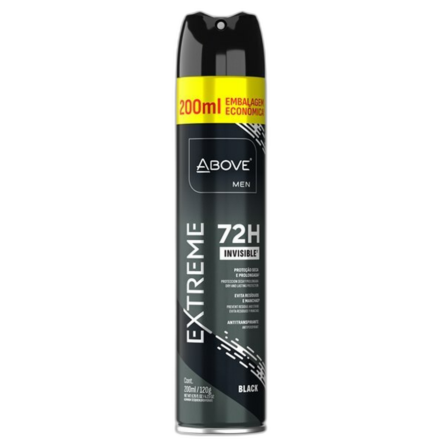 Desodorante Antitranspirante Aerossol Above Men Extreme 72h Black 200ml