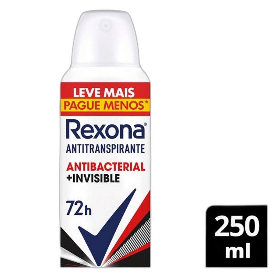 Desodorante Antitranspirante Rexona Antibacterial+invisible 250ml Aerossol