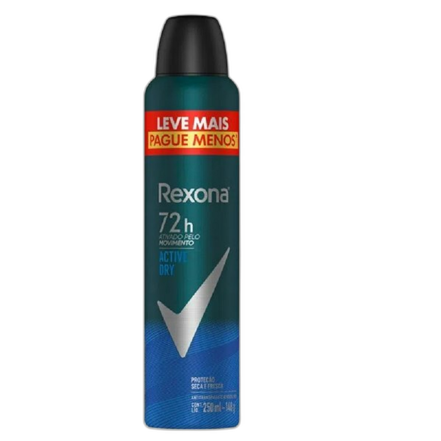 Desodorante Antitranspirante Aerossol Rexona Men Active Dry 250ml
