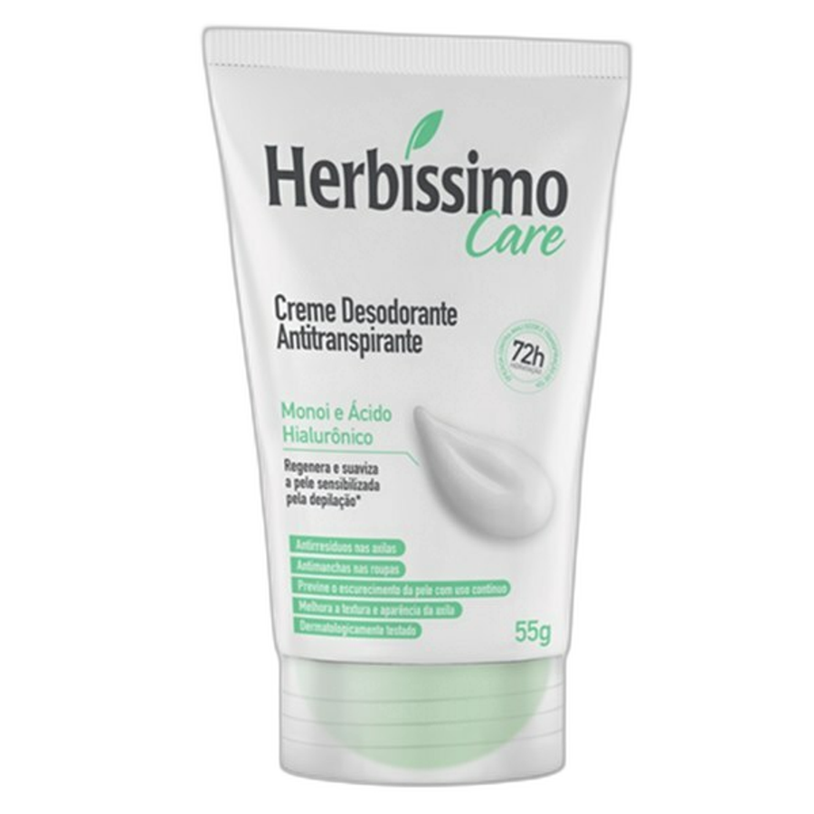 Creme Desodorante Antitranspirante Herbíssimo Care Linhaça Monoi e Dana Bisnaga 55g