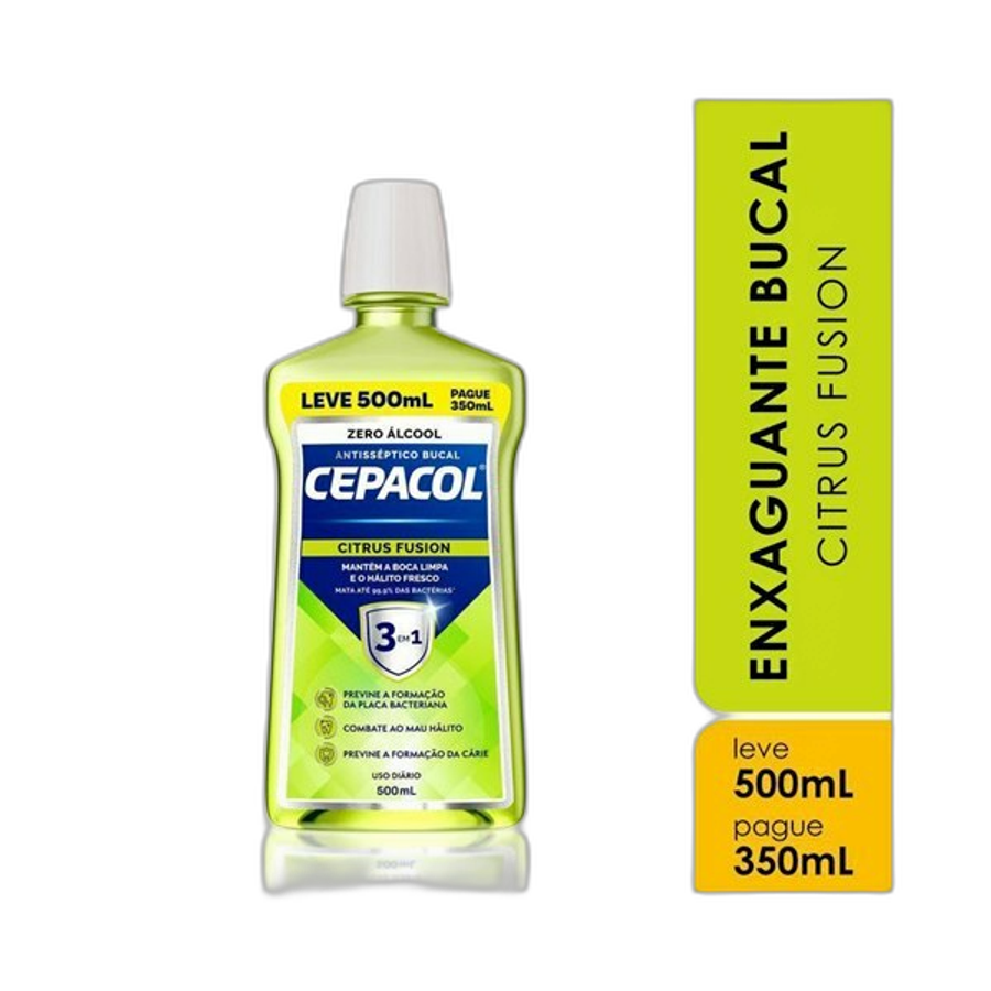 Enxaguante Bucal Cepacol 3 em 1 Citrus Fusion Sem Álcool 500ml