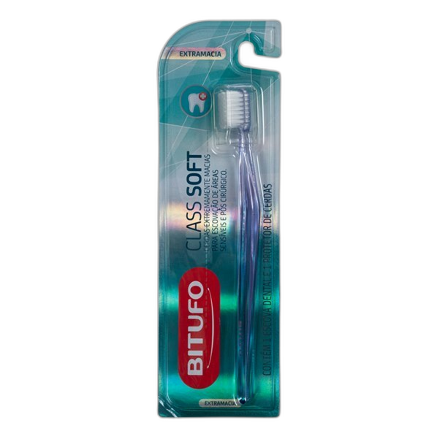 Escova Dental Bitufo Class Soft Extra Macia + Protetor de Cerdas 1 Unidade