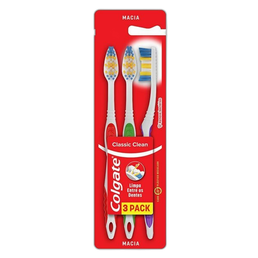 Escova de Dente Colgate Classic Clean 3 Unidades