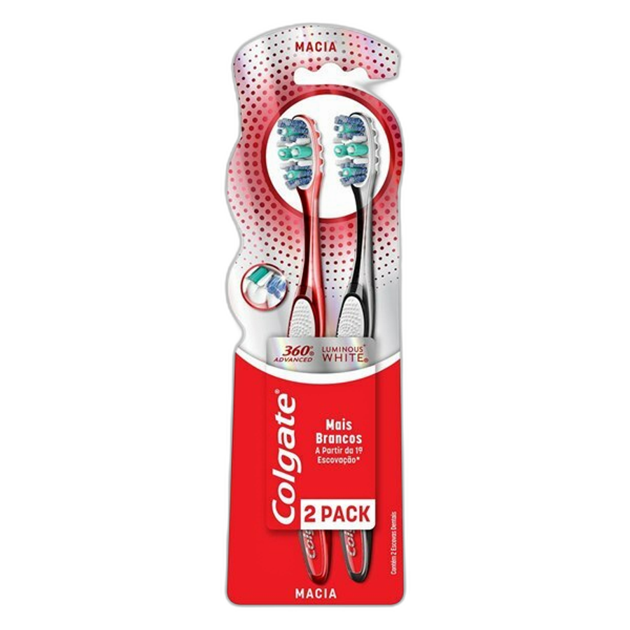 Escova de Dente Colgate 360º Luminous White Advanced 2 Unidades