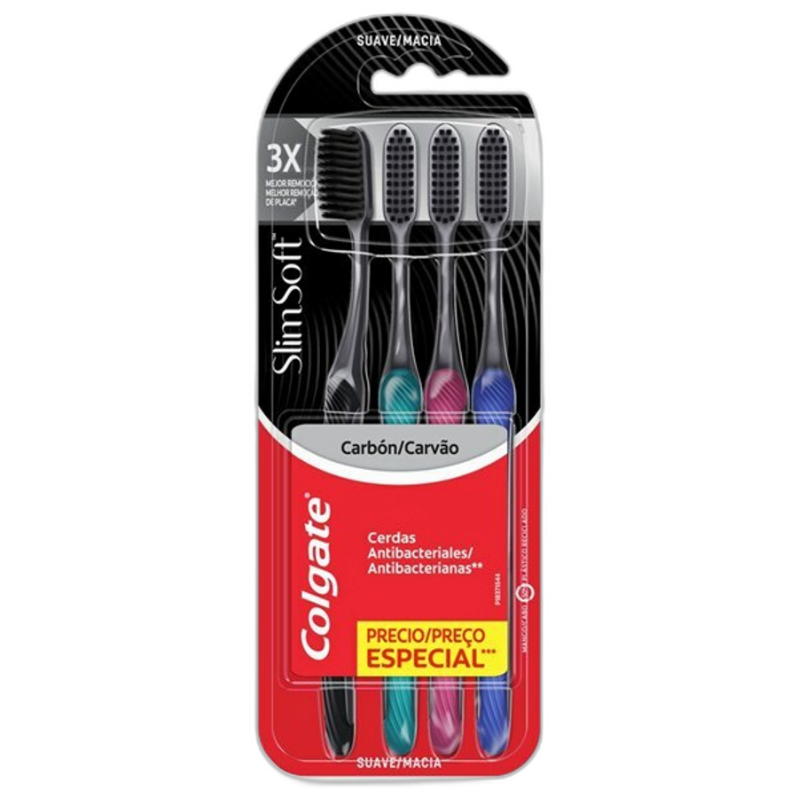Escova de Dente Colgate Slim Soft Black 4 Unidades