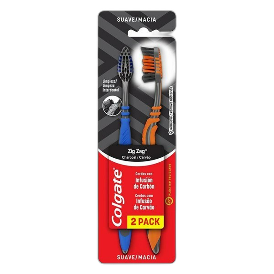 Escova Dental Colgate Zig Zag Charcoal 2 Unidades