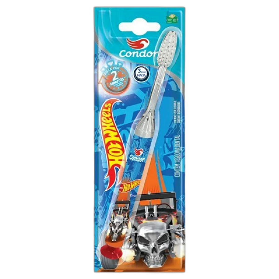 Escova Dental Infantil Condor Hotweels LED 1 Unidade