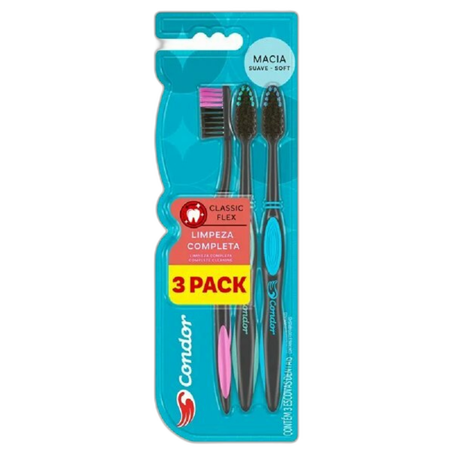 Escova de Dente Macia Condor Classic Flex 3 Unidades